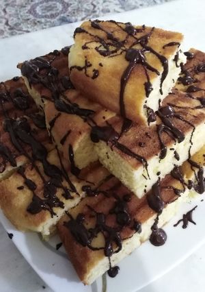 عکسی از دستور کیک شیر داغ تابه ای 😋😋😋😋