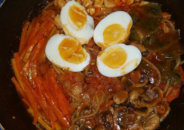 Resep Ramyeon Tteokbokki And Noodle SIMPLE, Enak Banget