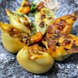 Conchas de pasta rellenas en tres tipos ! Cangrejo, vegetales, champiñones y tocino