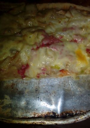 Una foto de Pizza de cebollas y champiñones