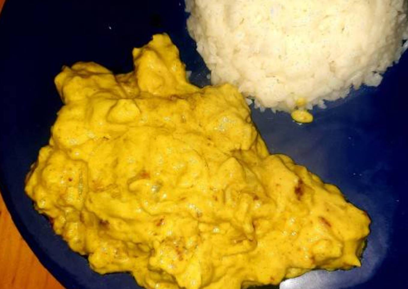 Pollo al curry a mi manera con arroz basmati