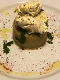 Baccalà mantecato su tortino di crema di patate
