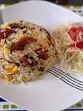 Arroz con tocineta y maíz