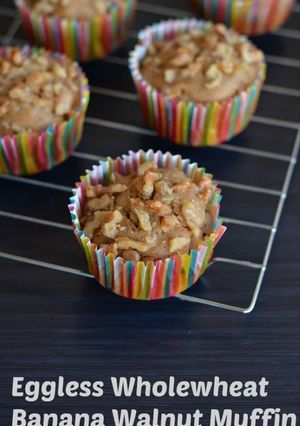 A picture of Eggless Whole Wheat Banana Walnut Muffin | For Christamas.