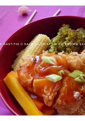 Foto resep Salmon crispy with brown sauce