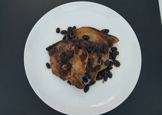 Pan Roasted Pork Chops with Toasted Raisins