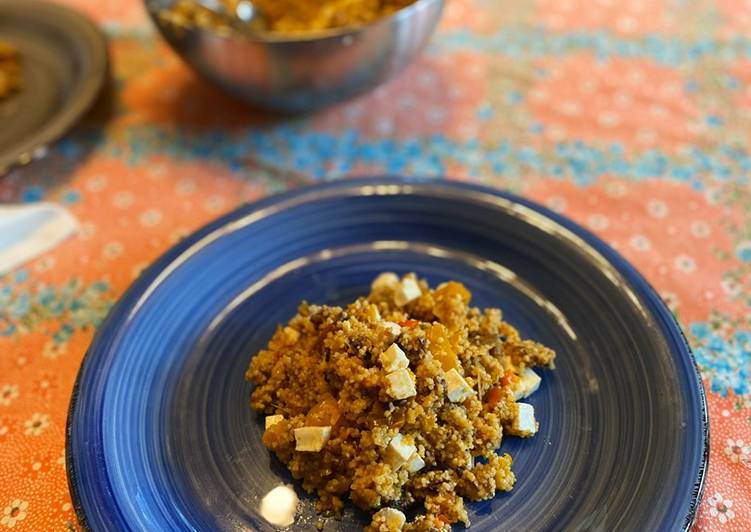 Cous cous peperoni melanzane e formaggio magro