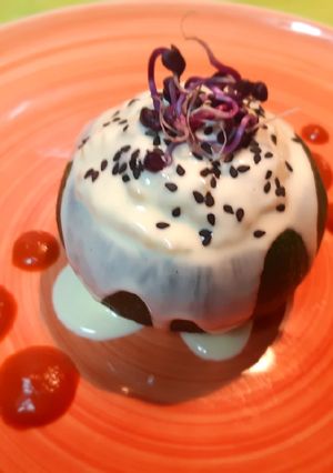 Foto principal de Calabacín luna con bechamel de gambas