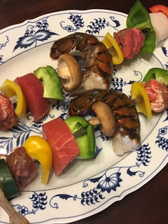 A picture of California Farm Surf and Turf Grilled Skewers.
