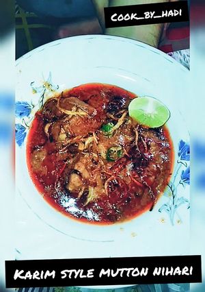 A picture of Karim's style Mutton Nihari.