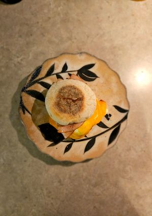 A picture of English Muffin sandwiches.