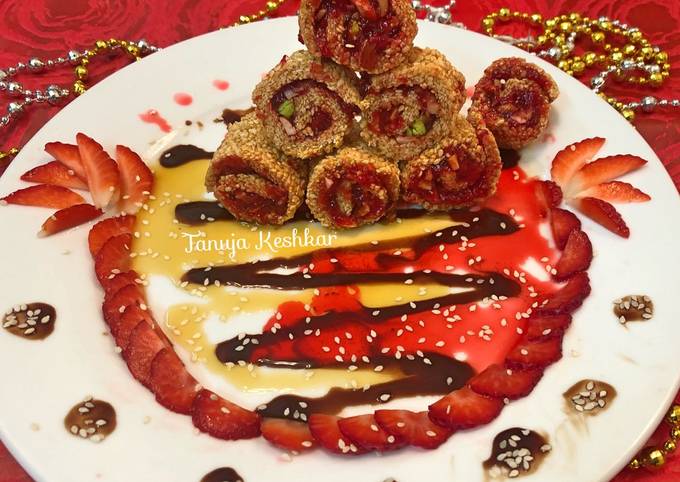 Seasame strawberry roll