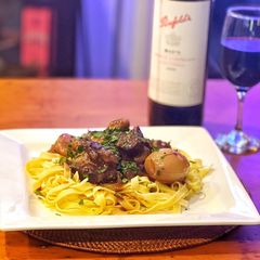 Beef Bourguignon with Egg Fettuccine A picture of Beef Bourguignon with Egg Fettuccine.