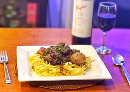 Beef Bourguignon with Egg Fettuccine