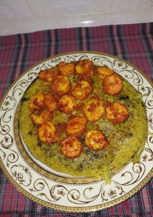 عکسی از دستور پلو سبزی با میگو(پلوپز و ایرفرایر)