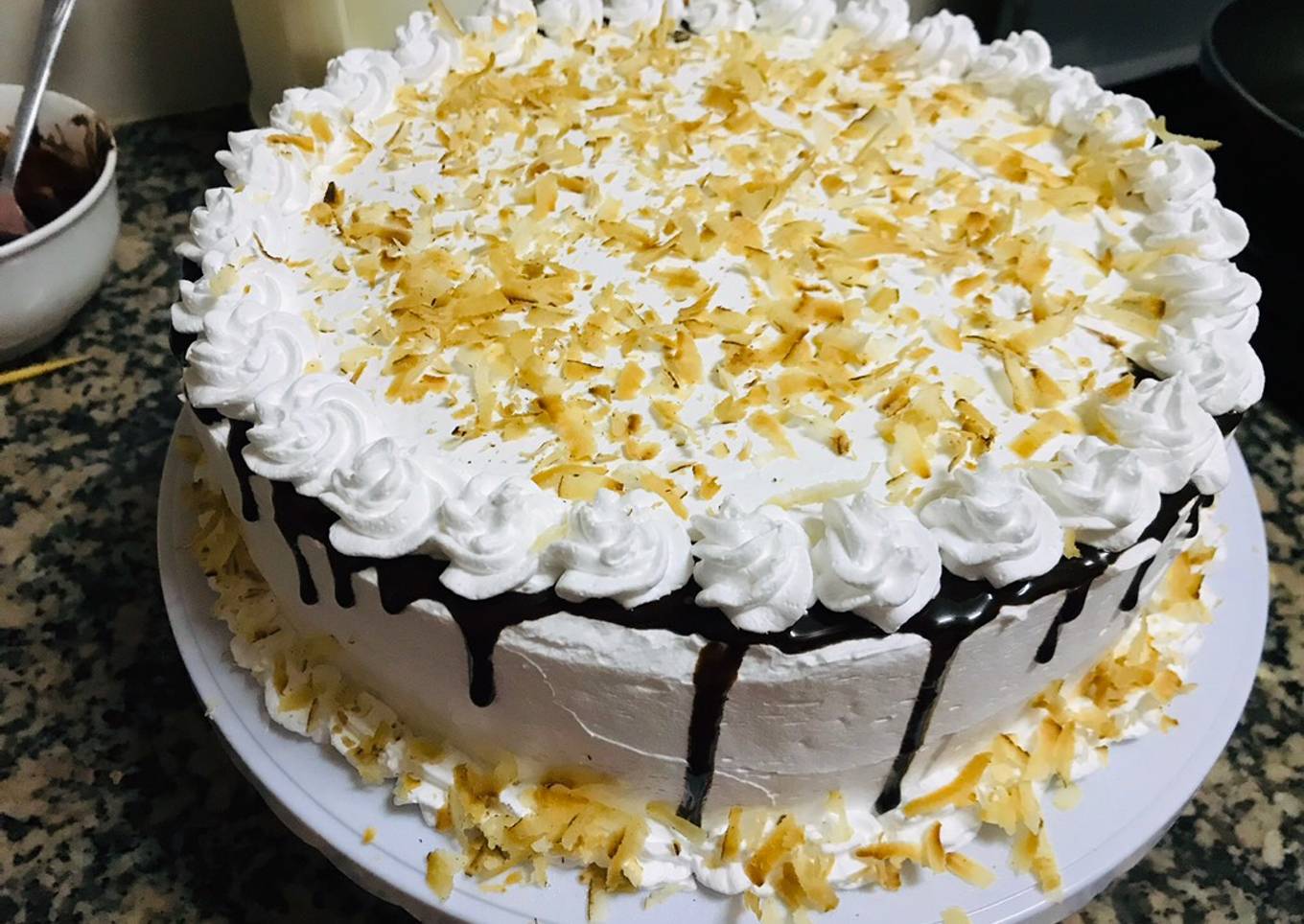 Coconut cake with whipped cream frosting ðŸ¤¤ðŸ¤¤ðŸ¤¤