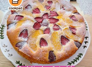 Gambar 👩‍🍳Peach Strawberry Pastry Cake 🩷
