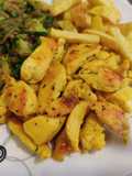 Raxo de pollo y cúrcuma