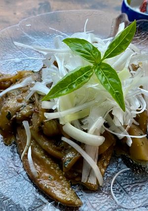 A picture of Steamed Eggplants with Sonia’s Pesto.