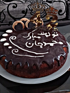 عکسی از دستور کیک گردویی با گاناش شکلاتی