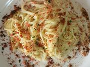 Gambar spageti carbonara instan