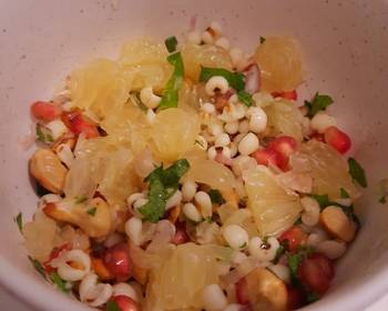 Ultimate Serving Recipe Cold barley salad with pomelo pomegranate cashews and shiso Most Delicious