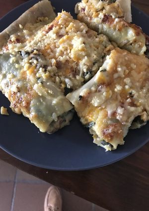 Una foto de Canelones de bacalao y espinacas