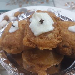A picture of Rava apple vada #dussehra.
