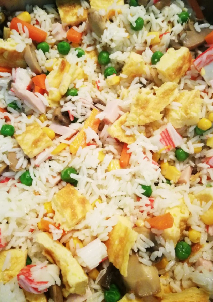 Una foto de Arroz tres delicias casero