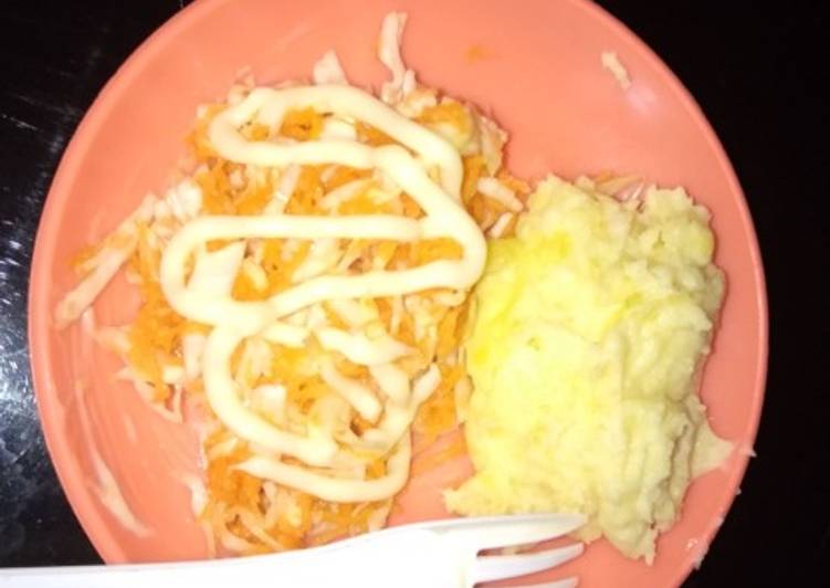 Resep Salad hokben kw plus mashed potatoes Enak