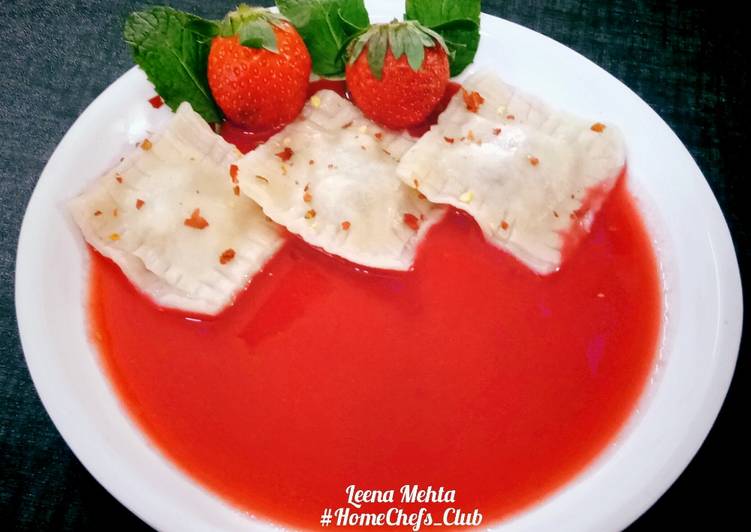 How to Make Perfect Dry Fruits Ravioli with Strawberry sauce