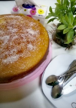 صورة لوصفة كيكة السميد باللبن حجم عائلي
