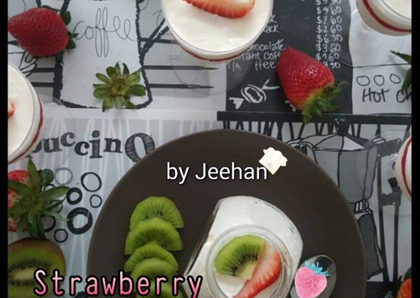 Kek Keju Strawberi Kiwi Tanpa Bakar