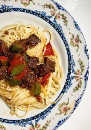 Foto resep #Spagethi Sapi Lada Hitam by c o o k p u k