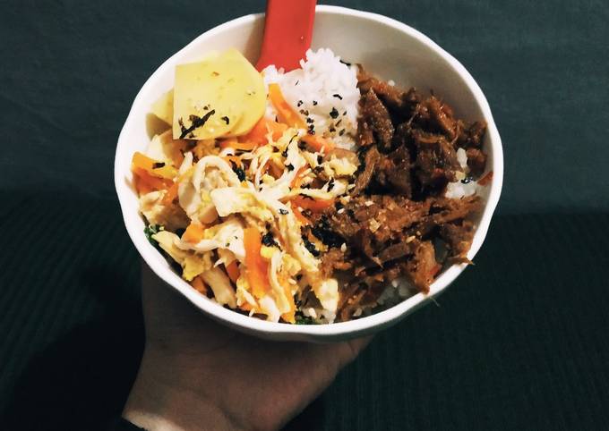 Resep Rice bowl chicken vegetables and balinese shredded beef recipe, Lezat Sekali