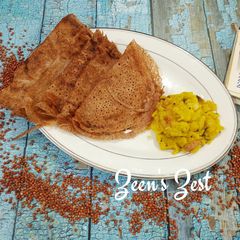 A picture of Red Sorghum Millet/Jowar Dosas.