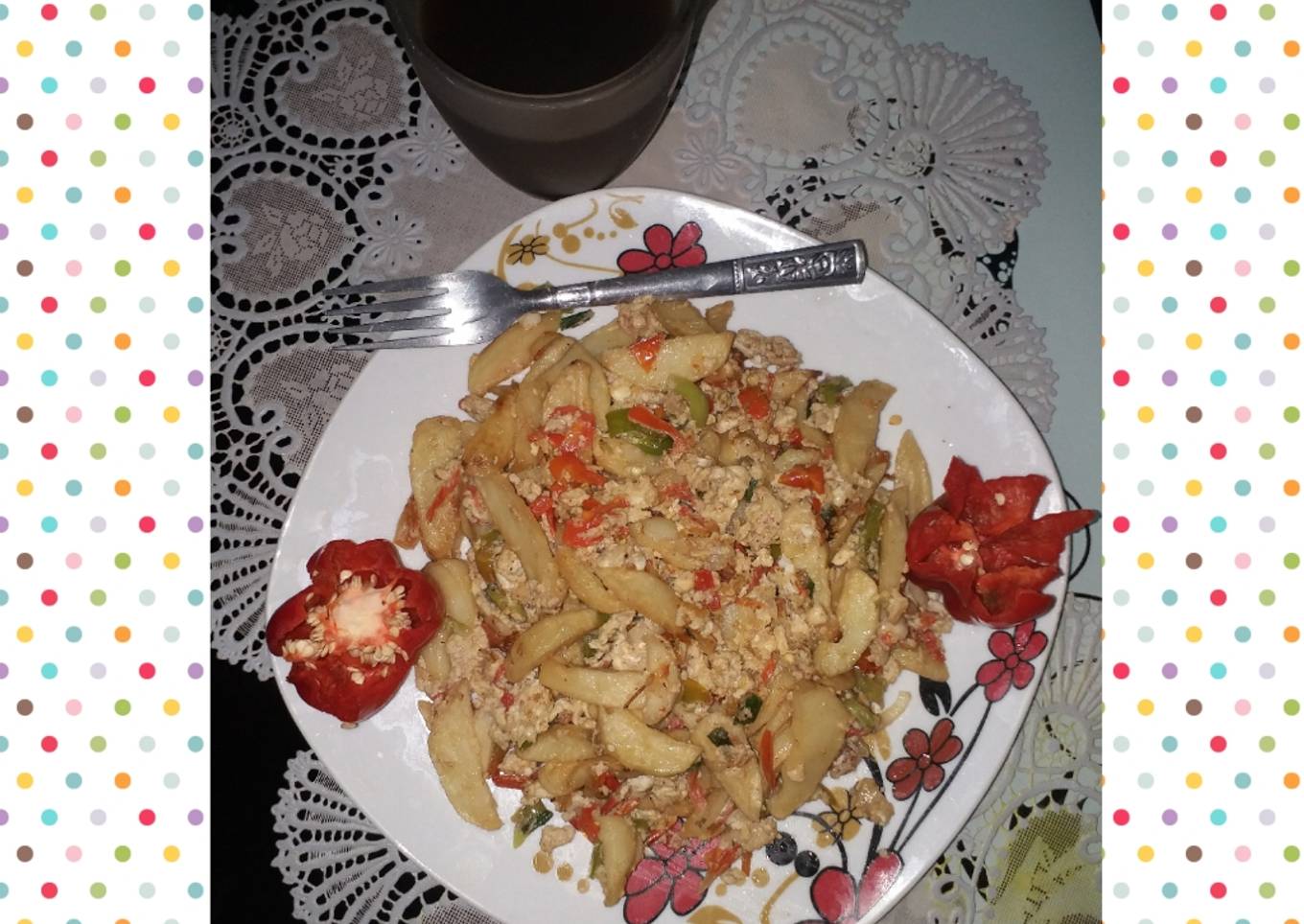 My fred dankali nd egg sauce,with cinnamon(girfa) tea.