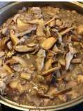 Poêlée de champignons shiitake à la crème et poitrine de porc