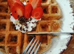 Una foto de Waffle de avena y proteína