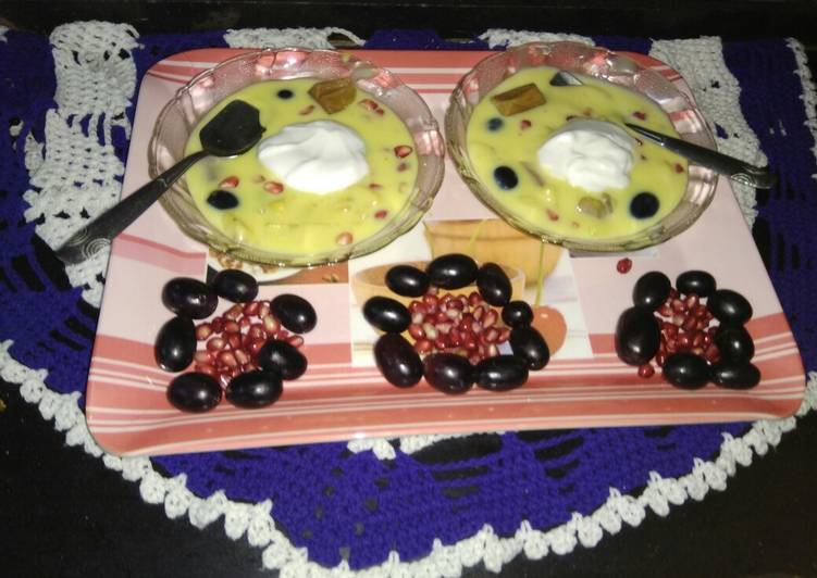 Recipe of Homemade Fruit custard with icecream