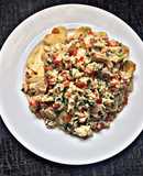 Spring onion scrambled eggs with fries