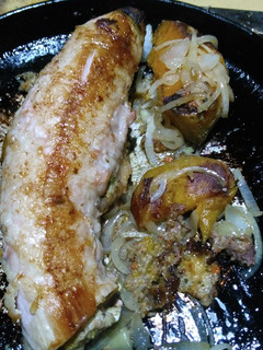 Una foto de Matambrito de chancho como tripa de chorizo al horno