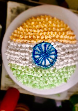 A picture of Tricolour- Independence Day special cake.