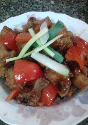 Hình của món Ba chỉ tẩm bột rim chua ngọt.
