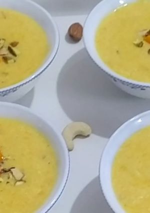 A picture of Mango kheer /Firni for fast or vrat.