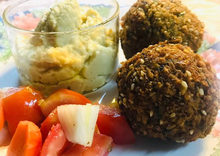 Simple Way to Prepare Quick Falafel with hummus and veggies