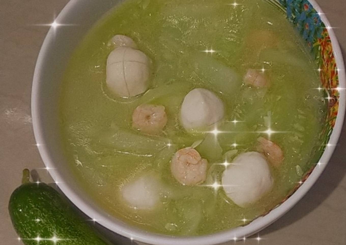 Tumis timun bakso udang