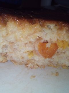 Una foto de Budín de pan de durazno