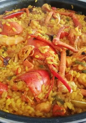 Una foto de Arroz con pulpo y bogavante
