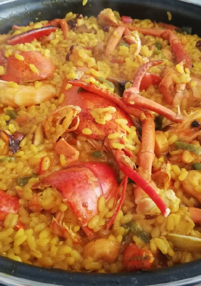 Una foto de Arroz con pulpo y bogavante